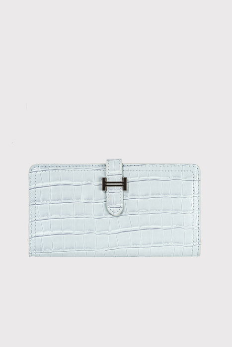 Zoozie Bags Croco Baby Blue Cartera de Mujer Piel PU Azul Bebé Elegante y Sofisticada 17cm x 1.5cm x 9cm